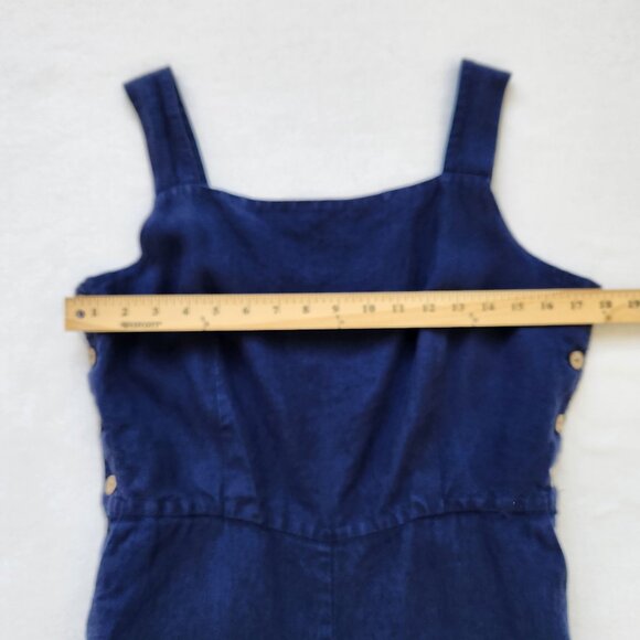 Son De Flor 100% Linen Jumpsuit Navy Blue Sustainable Comfy Casual Cute Boho - Picture 13 of 15